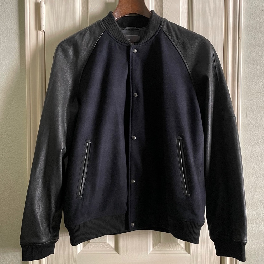 🚫SOLD🚫 Vince Leather Contrast Wool Bomber/Varsity Jacket